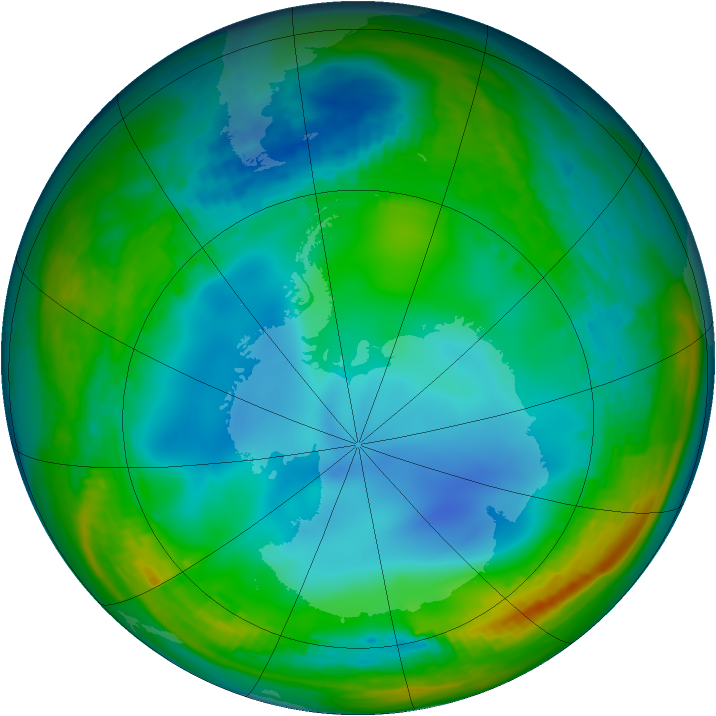 Antarctic ozone map for 10 July 1994